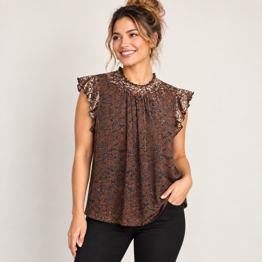Gentle Fawn Loretta Velvet Burnout Top Women L Oxide Sheer Dark Fairy Whimsigoth